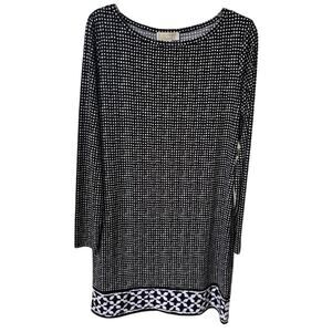 Michael Kors Black White Long Sleeve‎ Shift Dress Size Large